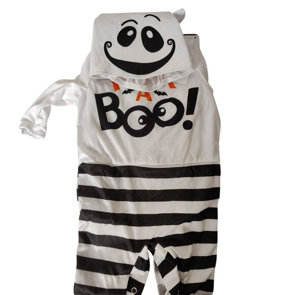 Infants and Toddlers 6-12 Mo Giggly Ghost Halloween Costume Jumpsuit and Cap - Picture 5 of 6